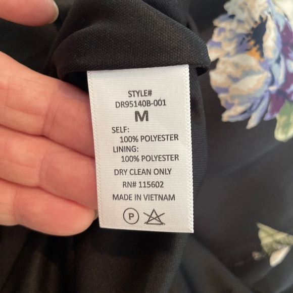 LUSH Long Sleeve Black Floral Wrap Dress Size Medium EUC - Picture 11 of 11